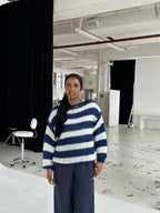 Women's Striped Knit Sweater – Wide Sleeve Oversized Pullover
