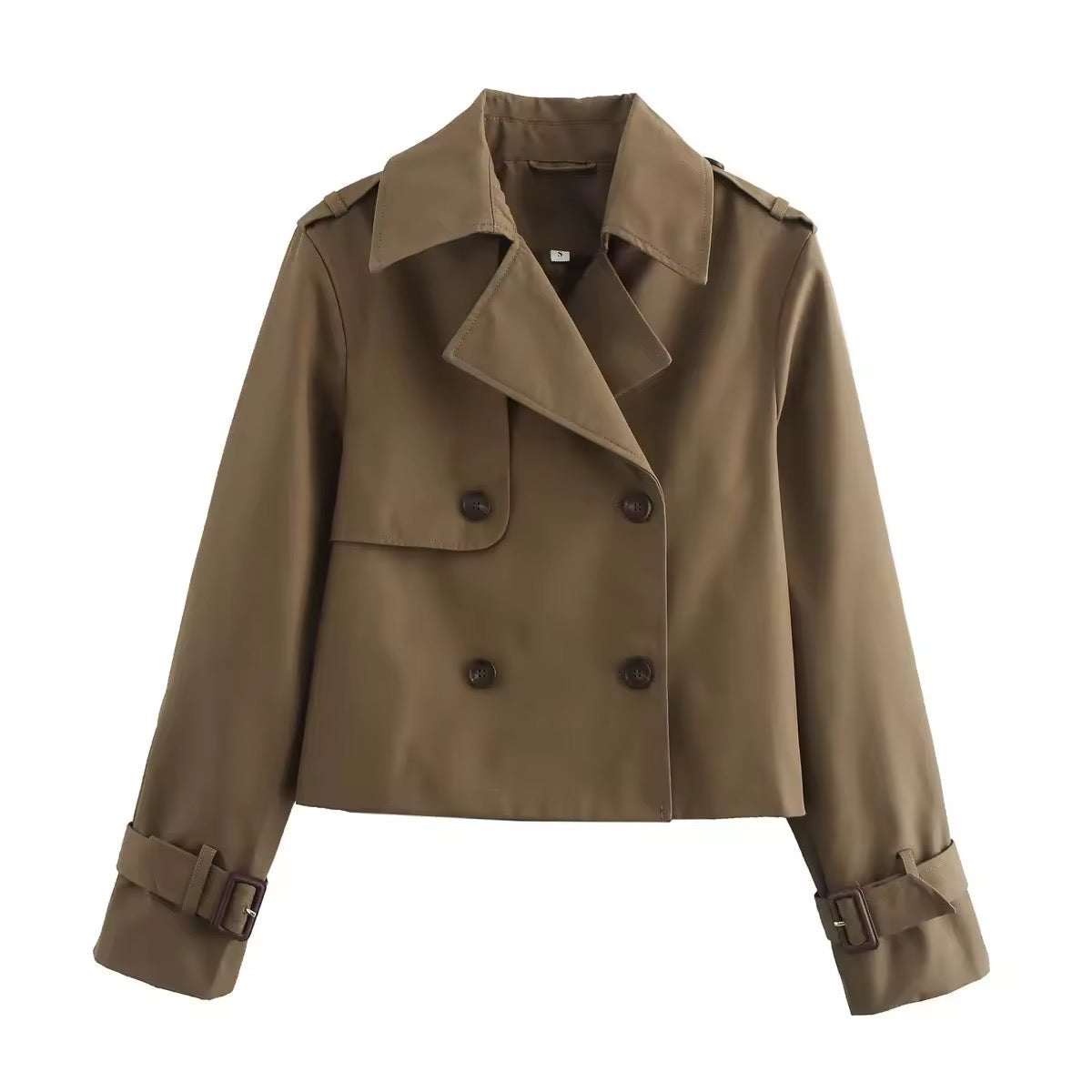 Women's Cropped Trench Coat – Short Double-Breasted Transitional Jacket