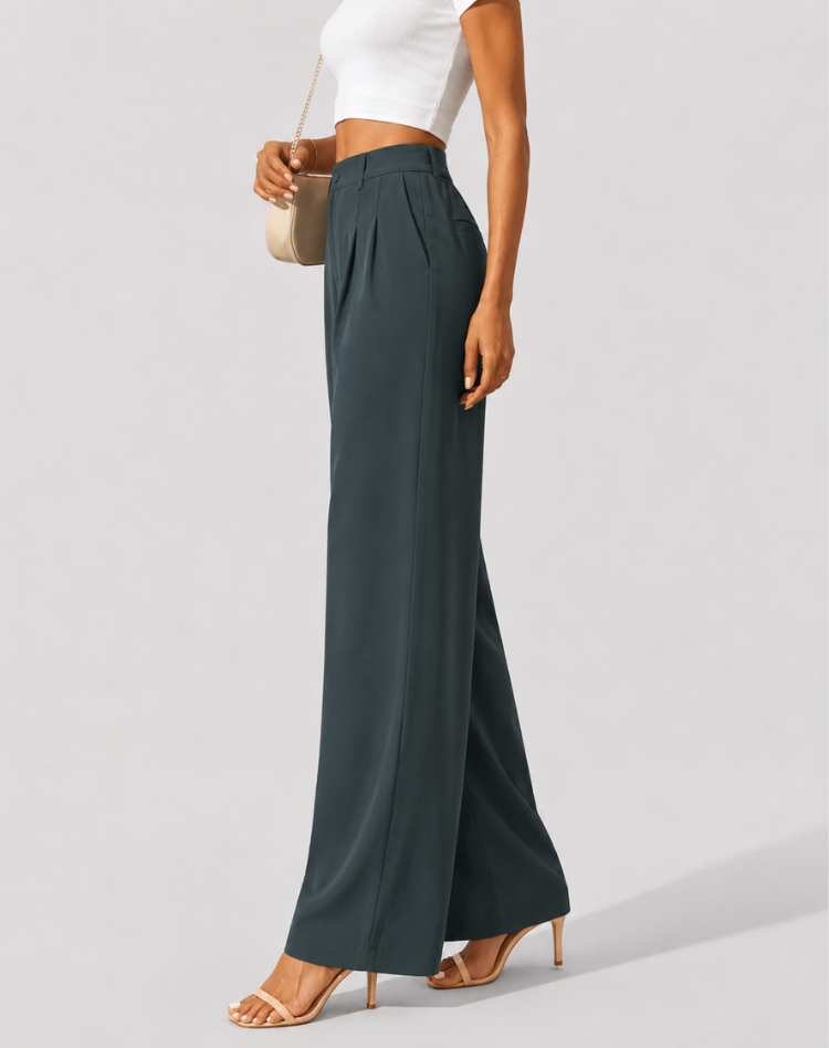 Women's High Waisted Flowy Wide Leg Pants – Everyday Dress Trousers