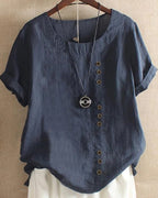 Women's Short Sleeve Button Blouse – Relaxed Button Detail Blouse