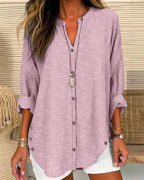 Women's Striped Button Down Blouse – Relaxed Casual Shirt Blouse