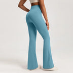 Women's High Rise Flare Leggings – Crossover Waist Yoga Workout Pants