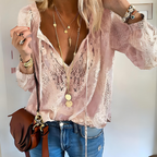 Women's Boho V-Neck Casual Blouse – Relaxed Everyday Blouse