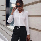 Women's Office Shirt Blouse – Collared Long Sleeve Button Blouse