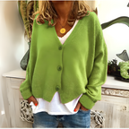 Women's Button V-Neck Cardigan – Relaxed Long Sleeve Cardigan