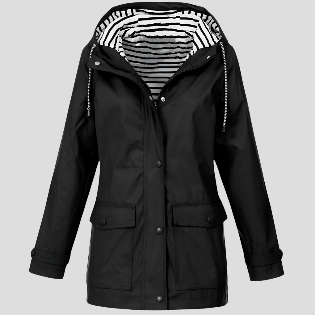 Women's Hooded Rain Jacket – Wind Resistant Zip-Up Outdoor Jacket