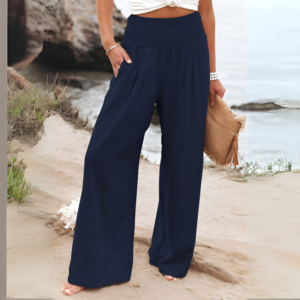 Women's High Waist Casual Pants – Relaxed Wide Leg Pull-On Trousers