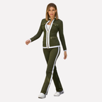 Women's Contrast Trim Tracksuit – Zip-Up Jacket & Coordinated Pants Set