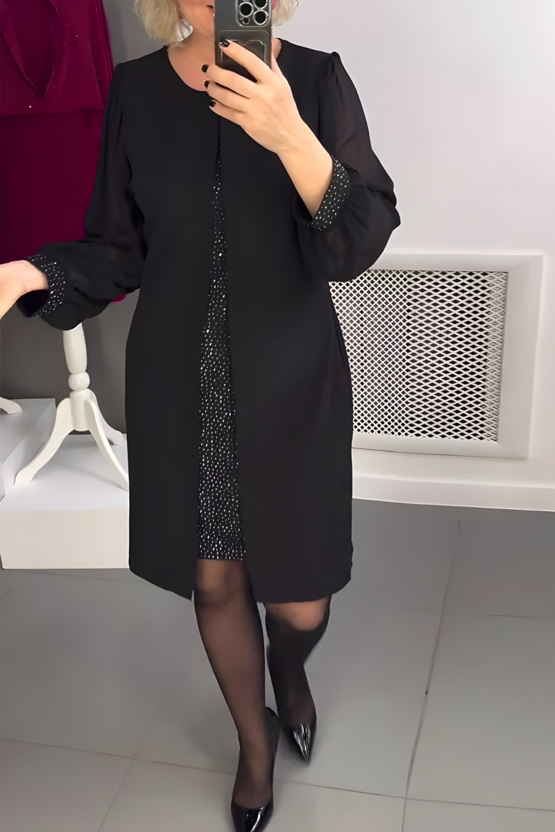 Women's Sheer Sleeve Cocktail Dress – Fitted Feminine Occasion Dress