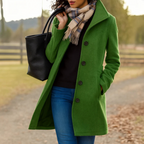 Women's Long Winter Coat – Button Front Overcoat