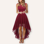 Women's High-Low Wedding Guest Midi Dress – Asymmetrical Flowy Occasion Dress