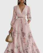 Women's Pleated Wedding Guest Midi Dress – Sleeveless Floral Occasion Dress
