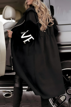 Women's Hooded Knit Sleeve Jacket – Casual Zip-Up Jacket