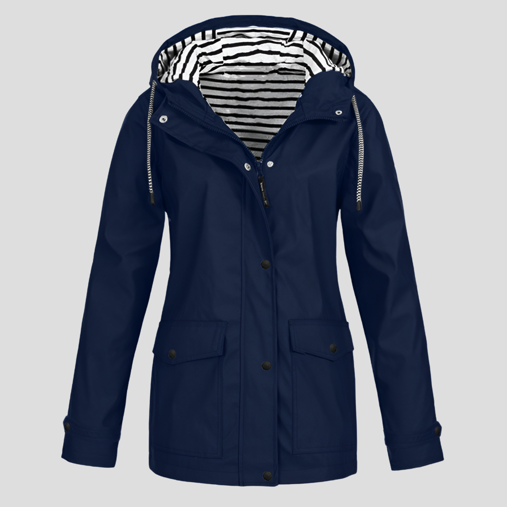 Women's Hooded Rain Jacket – Wind Resistant Zip-Up Outdoor Jacket
