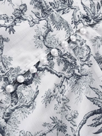 Women's Toile Print Mini Dress – Belted A-Line Balloon Sleeve Dress