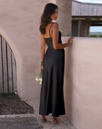 Women's Strappy Evening Maxi Dress – Fitted Side Slit Formal Dress
