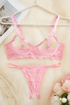 Women's Deep Plunge Lingerie Set – Lace Bra & Matching Brief Set