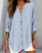 Women's Striped Button Down Blouse – Relaxed Casual Shirt Blouse