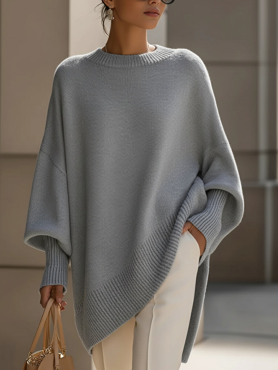 Women's Oversized Knit Sweater – Relaxed Long Sleeve Casual Sweater
