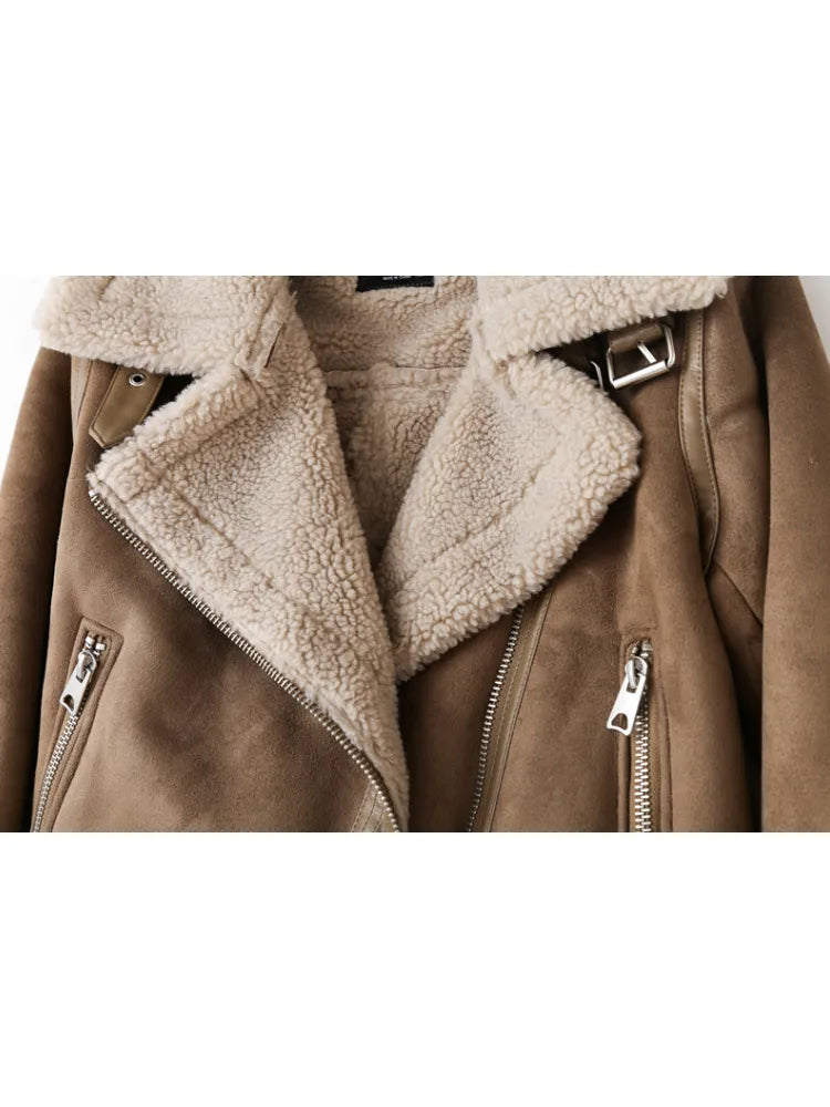 Women's Warm Fleece Jacket – Cropped Zip-Up Winter Jacket