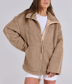 Women's Oversized Fleece Winter Jacket – Warm Zip-Up Jacket