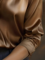 Women's Classic Collar Office Blouse – Tailored Long Sleeve Blouse