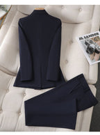 Women's Double-Breasted Blazer Suit – Tailored Wide Leg Pants Set