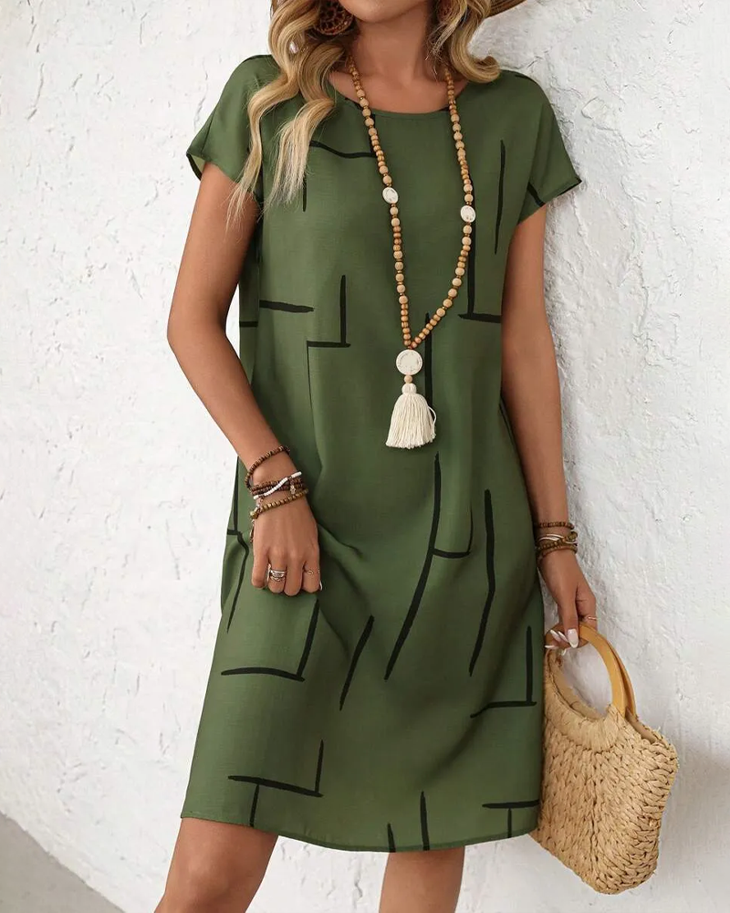 Women's Vacation Print Dress – Flowy Relaxed Summer Dress