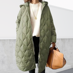 Women's Oversized Hooded Parka – Adjustable Cuff Multi-Pocket Winter Coat