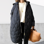 Women's Oversized Hooded Parka – Adjustable Cuff Multi-Pocket Winter Coat