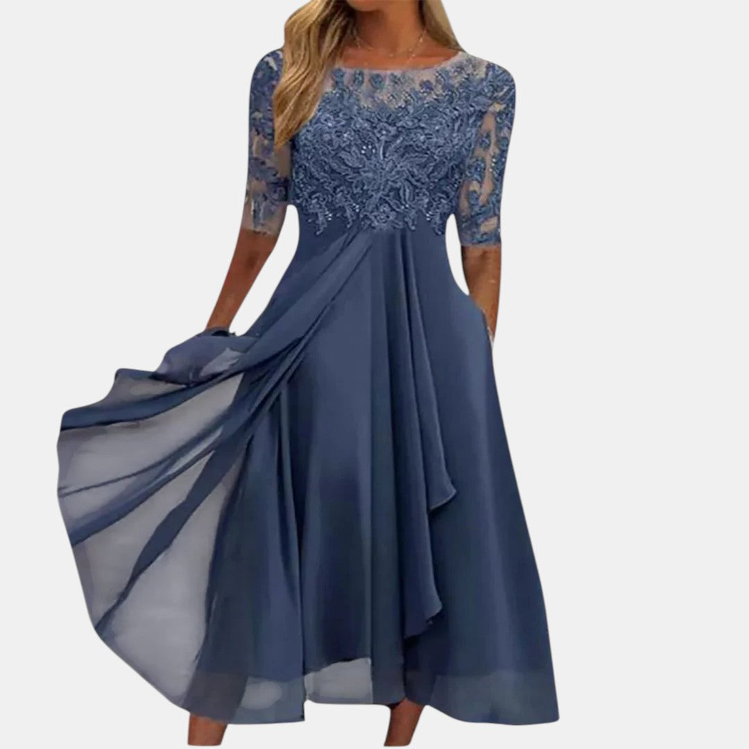 Women's Layered Lace Wedding Guest Dress – Formal Occasion Dress