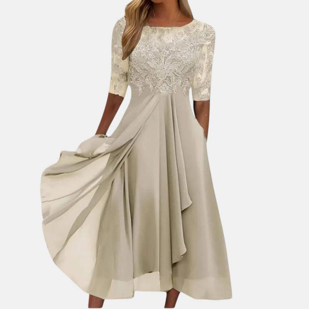 Women's Layered Lace Wedding Guest Dress – Formal Occasion Dress