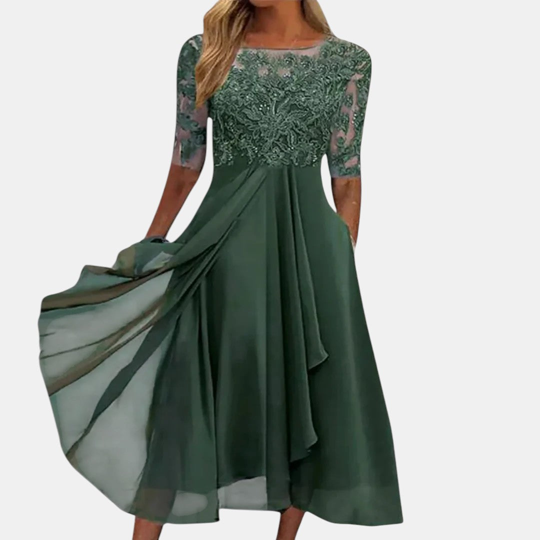 Women's Layered Lace Wedding Guest Dress – Formal Occasion Dress