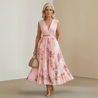Women's Sleeveless Pleated Maxi Dress – Flowy Formal Occasion Dress