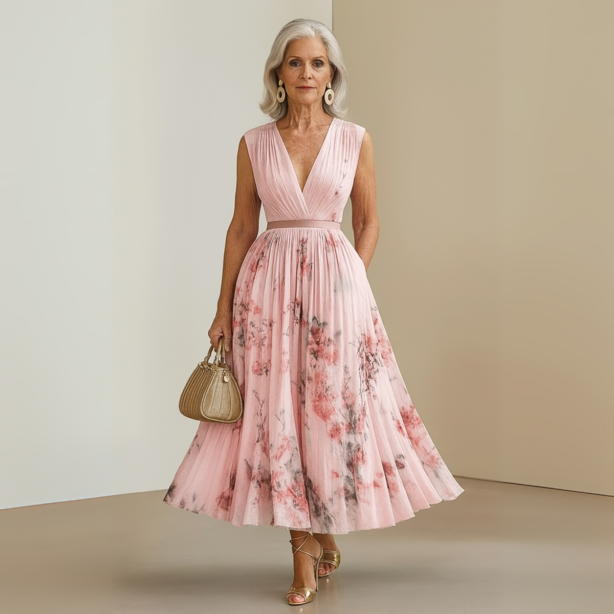 Women's Sleeveless Pleated Maxi Dress – Flowy Formal Occasion Dress