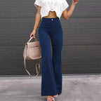 Women's Long Flared High Waist Pants – Retro Style Casual Trousers