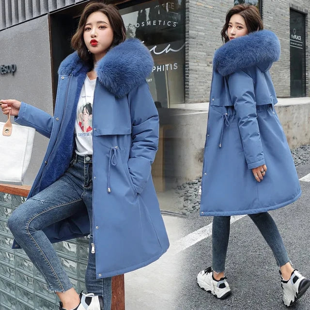 Women's Fur Lined Winter Parka – Hooded Longline Coat