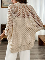 Women's Draped Open Front Cardigan – Relaxed Winter Cardigan