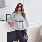 Women's Belted Cape Coat – Flowy Butterfly Sleeve Long Overcoat