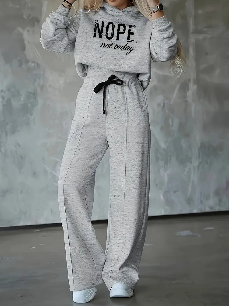 Women's Graphic Hoodie Tracksuit – Wide Leg Lounge Set