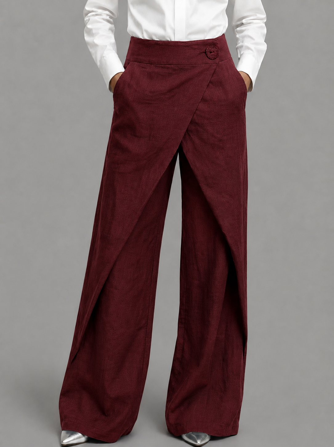 Women's Asymmetrical Pants – Draped Wrap Front Pants