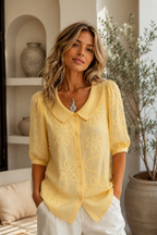 Women's Crew Neck Floral Blouse – Flowy Statement Print Blouse
