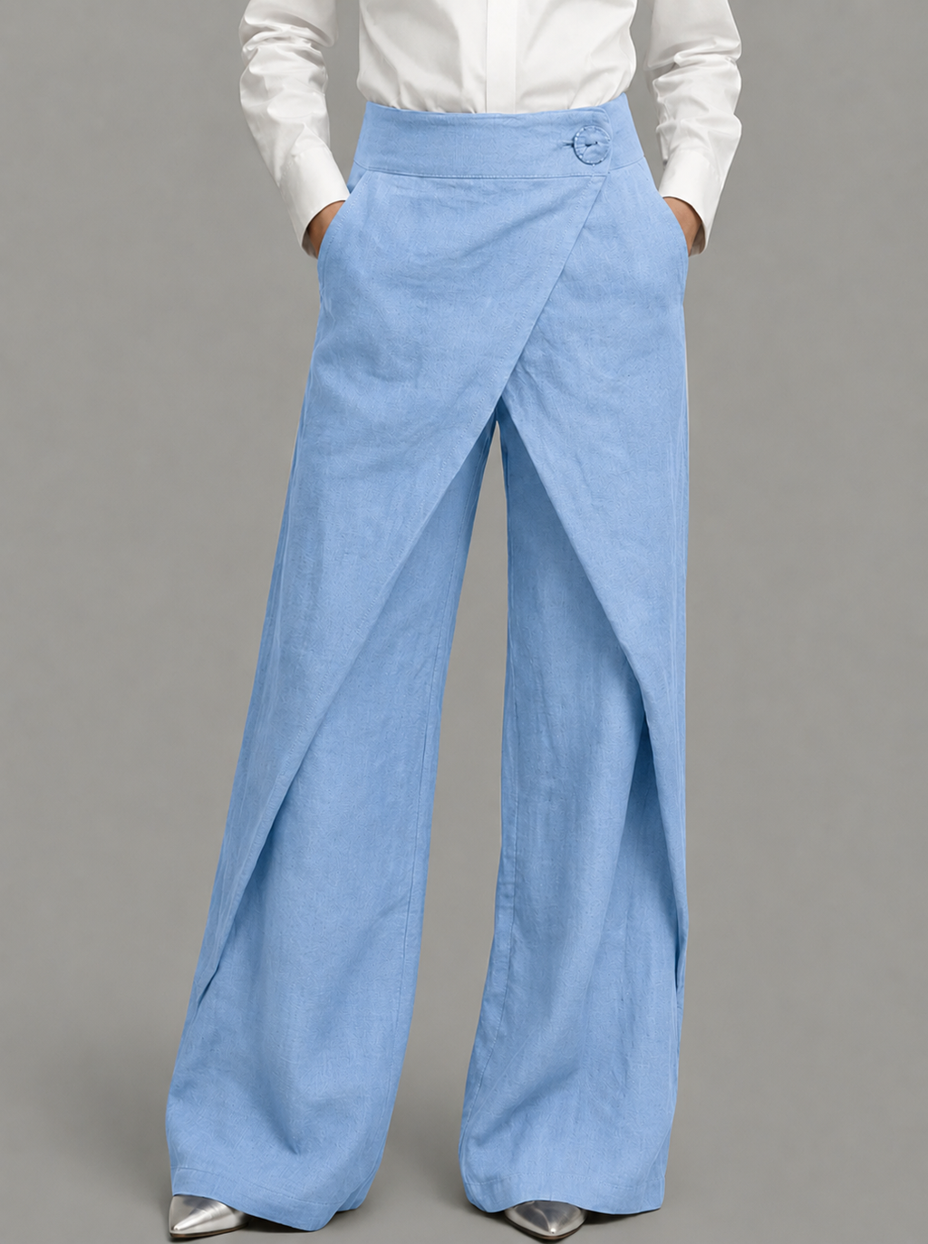 Women's Asymmetrical Pants – Draped Wrap Front Pants