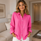 Women's Long Sleeve Button Blouse – Relaxed Shirt Blouse