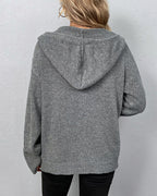 Women's Lace-Up Hooded Cardigan – Casual Long Sleeve Cardigan