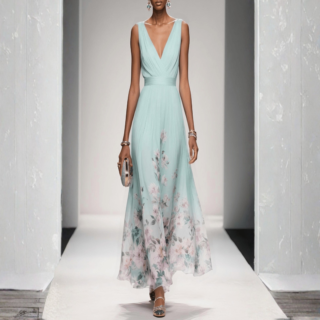 Women's Floral Wedding Guest Maxi Dress – Flowy Summer Occasion Dress