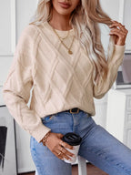 Women's Relaxed Cable Knit Sweater – Classic Winter Sweater