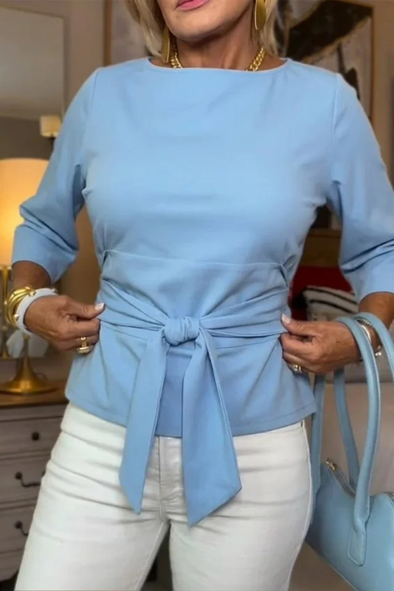 Women's Tie Front Blouse – Bow Waist Fitted Top