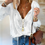 Women's Boho V-Neck Casual Blouse – Relaxed Everyday Blouse