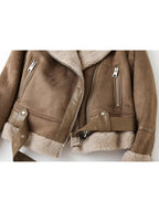 Women's Warm Fleece Jacket – Cropped Zip-Up Winter Jacket